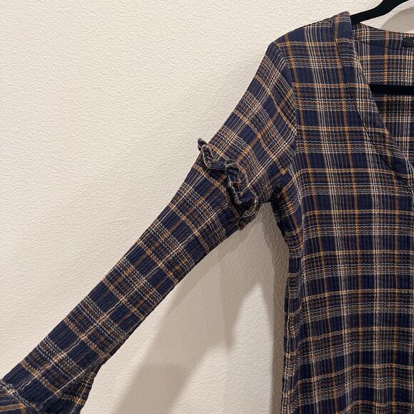 Madewell Plaid Ruffle Sleeve Button Down Shirtdress Size Small Preppy Cottage - Picture 5 of 9